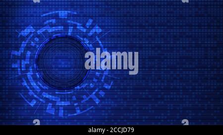 Futuristic digital technology template with copy spaces. Digital circle on an abstract blue background. Design element. Layout for a banner or website Stock Vector