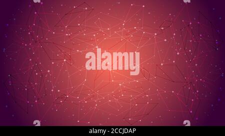 Wireframe abstract red polygonal background with copy space. For banners and websites. Vignette. Vector EPS10. Stock Vector