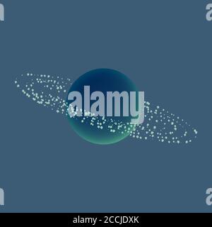 A dark planet with the asteroid belt. Cosmic stone rings around the planet. Vector EPS10. Stock Vector