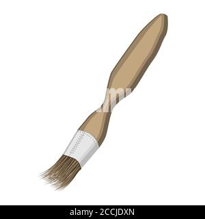 Paint brush, for the artist or for archaeologists and cleaning during excavations. Wooden handle with iron bristle holder. Vector EPS10. Stock Vector