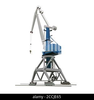 Port crane for loading and unloading cargo ships. Flat design. Isolated vector EPS10. Stock Vector