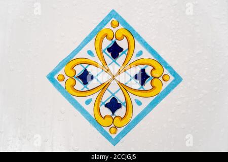 Traditional ornate italian decorative ceramic tiles from Vietri, colorful background. Stock Photo