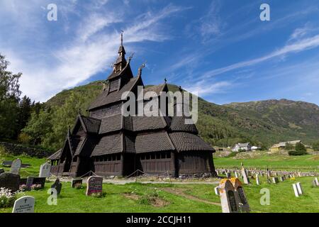 Old Borgund Stave Church in Laerdal, Norway, built around 1200 Stock Photo