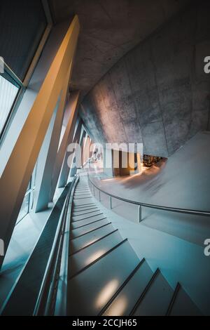 Interior stairs of Museum Mercedes-Benz Welt, Spectacular modern architecture in Stuttgart, Germany Stock Photo