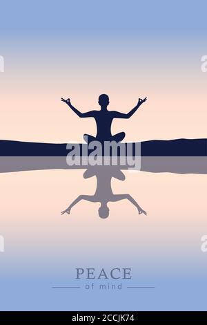 peace of mind mediating person by the lake vector illustration EPS10 Stock Vector