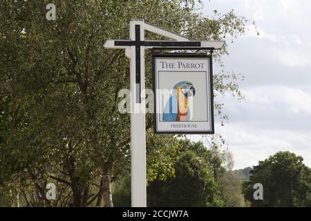The Parrot Pub is a public house located in the beautiful village of Forest Green, set deep in the Surrey Hills. August 2020 Stock Photo