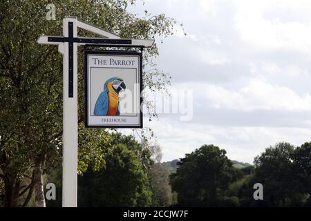 The Parrot Pub is a public house located in the beautiful village of Forest Green, set deep in the Surrey Hills. August 2020 Stock Photo