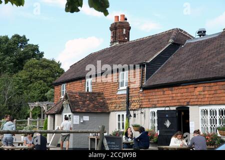 The Parrot Pub is a public house located in the beautiful village of Forest Green, set deep in the Surrey Hills, UK. August 2020 Stock Photo
