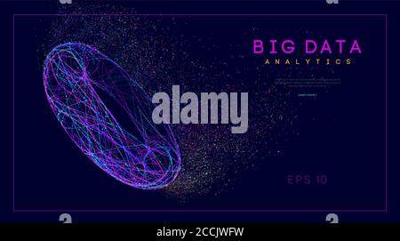 Big data intelligence network. Web elements information. Dynamic shapes blue future template. Motion 3d abstract background concept. Stock Vector
