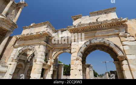 Ephesus Ancient City in Selcuk Town, Izmir City, Turkey Stock Photo