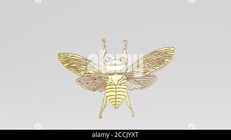 INSECT FLY from a perspective on the wall. A thick sculpture made of ...