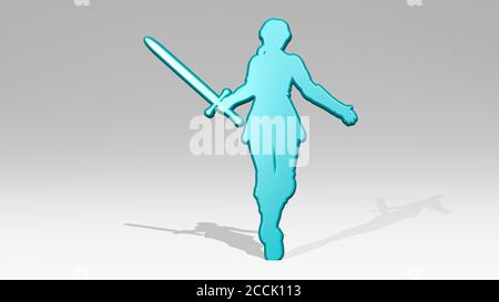 GIRL 3D icon casting shadow, 3D illustration Stock Photo