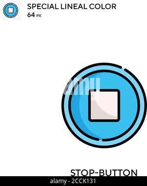 Stop-button Special lineal color icon. Illustration symbol design template for web mobile UI element. Perfect color modern pictogram on editable strok Stock Vector