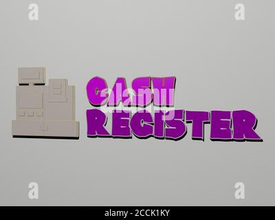 Golden 3d cash register icon isolated on white background - 3d render ...