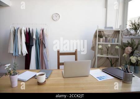 Modern workplace of florist or decorator without people. Stock Photo