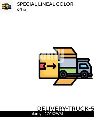Delivery-truck-5 Special lineal color icon. Illustration symbol design template for web mobile UI element. Perfect color modern pictogram on editable Stock Vector