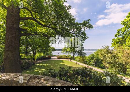 Germany, Hamburg, Green public park in spring Stock Photo