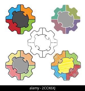 set of gears. Simple vector illustration, flat design Stock Vector