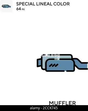 Muffler Special lineal color icon. Illustration symbol design template for web mobile UI element. Perfect color modern pictogram on editable stroke. Stock Vector