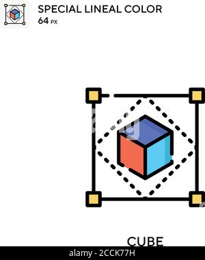 Cube Special lineal color icon. Illustration symbol design template for web mobile UI element. Perfect color modern pictogram on editable stroke. Stock Vector