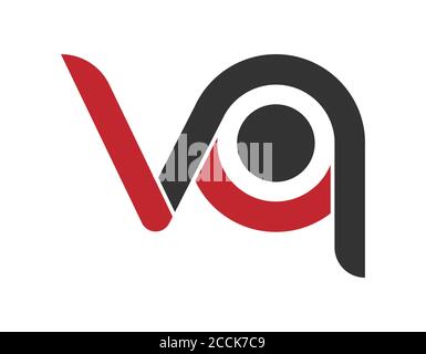 Stylized lowercase letters V and Q are linked by a single line for a logo, monogram, or monogram. Vector illustration isolated on a white background. Stock Vector