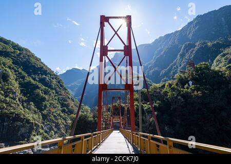 Taiwan, Hualien county, Taroko National Park, Huge bridge in Tianxiang recreational area Stock Photo
