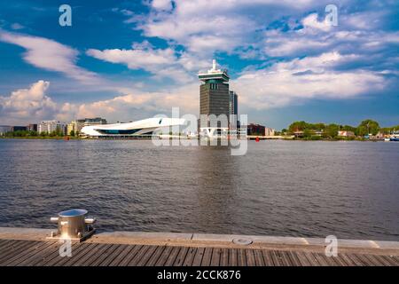 Netherlands, North Holland, Amsterdam, EYE Film Institute Netherlands and ADAM Tower Stock Photo