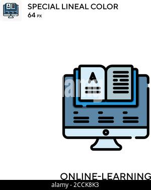 Online-learning Special lineal color icon. Illustration symbol design template for web mobile UI element. Perfect color modern pictogram on editable s Stock Vector