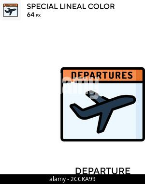 Departure Special lineal color icon. Illustration symbol design template for web mobile UI element. Perfect color modern pictogram on editable stroke. Stock Vector