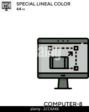 Computer-8 Special lineal color icon. Illustration symbol design template for web mobile UI element. Perfect color modern pictogram on editable stroke Stock Vector
