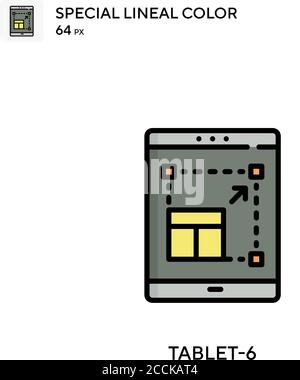 Tablet-6 Special lineal color icon. Illustration symbol design template for web mobile UI element. Perfect color modern pictogram on editable stroke. Stock Vector