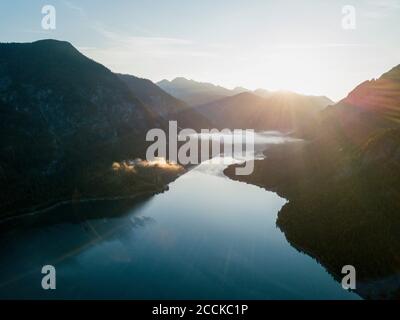 Lake Plansee during sunset, Tyrol, Austria Stock Photo