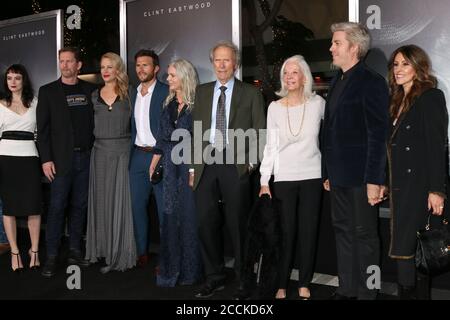 LOS ANGELES - DEC 10:  Graylen Eastwood, Stacy Poitras, Alison Eastwood, Scott Eastwood,Christina Sandera, Clint Eastwood, Maggie Johnson, Kyle Eastwood, Cynthia Ramirez at the The Mule World Premiere at the Village Theater on December 10, 2018 in Westwood, CA Stock Photo