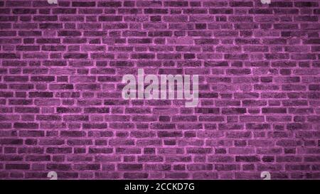 A panoramic view of an aged pink brick wall texture with vignette. Stock Photo