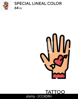 Tattoo Special lineal color icon. Illustration symbol design template for web mobile UI element. Perfect color modern pictogram on editable stroke. Stock Vector