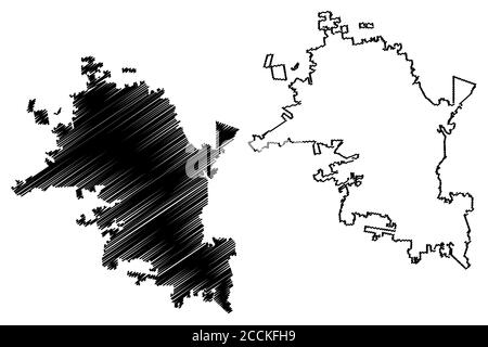 Hermosillo City (United Mexican States, Mexico, Sonora State) map vector illustration, scribble sketch City of Pitic map Stock Vector
