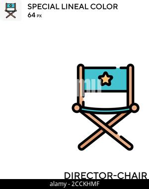 Director-chair Special lineal color icon. Illustration symbol design template for web mobile UI element. Perfect color modern pictogram on editable st Stock Vector