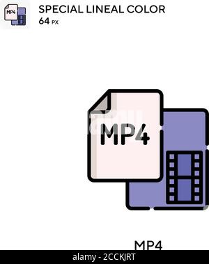 Mp4 Special lineal color icon. Illustration symbol design template for web mobile UI element. Perfect color modern pictogram on editable stroke. Stock Vector