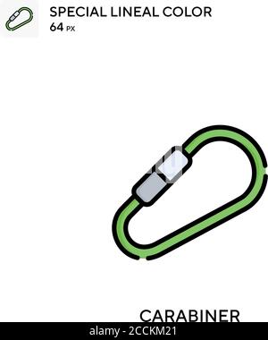 Carabiner Special lineal color icon. Illustration symbol design template for web mobile UI element. Perfect color modern pictogram on editable stroke. Stock Vector