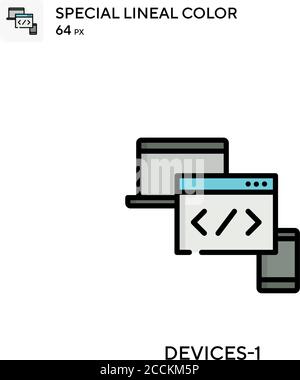 Devices-1 Special lineal color icon. Illustration symbol design template for web mobile UI element. Perfect color modern pictogram on editable stroke. Stock Vector
