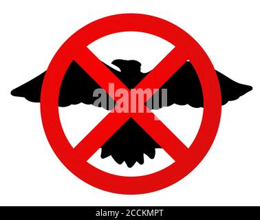 Flat icon with crossed out silhouette of the bird on white background Stock Vector