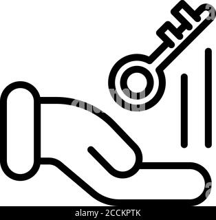 Key in hand icon, outline style Stock Vector
