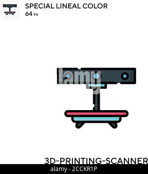 3d-printing-scanner Special lineal color icon. Illustration symbol design template for web mobile UI element. Perfect color modern pictogram on editab Stock Vector