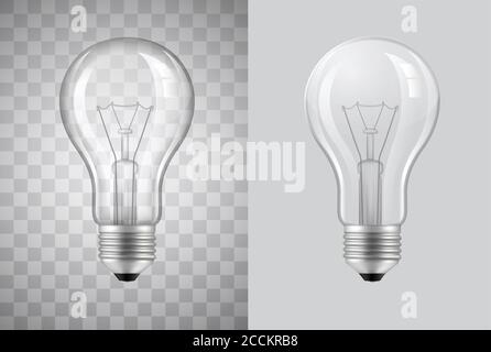 light bulb realistic vector illustration isolated on transparent background Stock Vector
