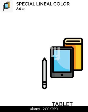 Tablet Special lineal color icon. Illustration symbol design template for web mobile UI element. Perfect color modern pictogram on editable stroke. Stock Vector