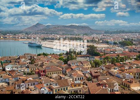 Rooftops of houses in Nafplio city , view from top, Greece Stock Photo