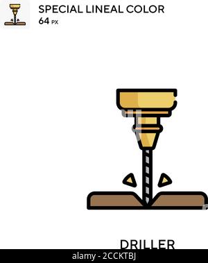 Driller Special lineal color icon. Illustration symbol design template for web mobile UI element. Perfect color modern pictogram on editable stroke. Stock Vector
