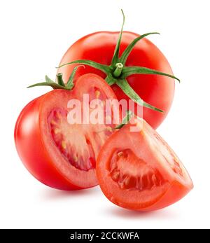 tomato with slices isolated on a white background. Stock Photo