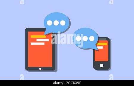 Social media concept vector flat illustration design. Community online on computer, tablet or smartphone. Stock Vector