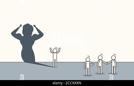 Aspiration career creative motivation ordinary super shadow. Woman potential superhero business concept vector. Success achievement growth challenge i Stock Vector